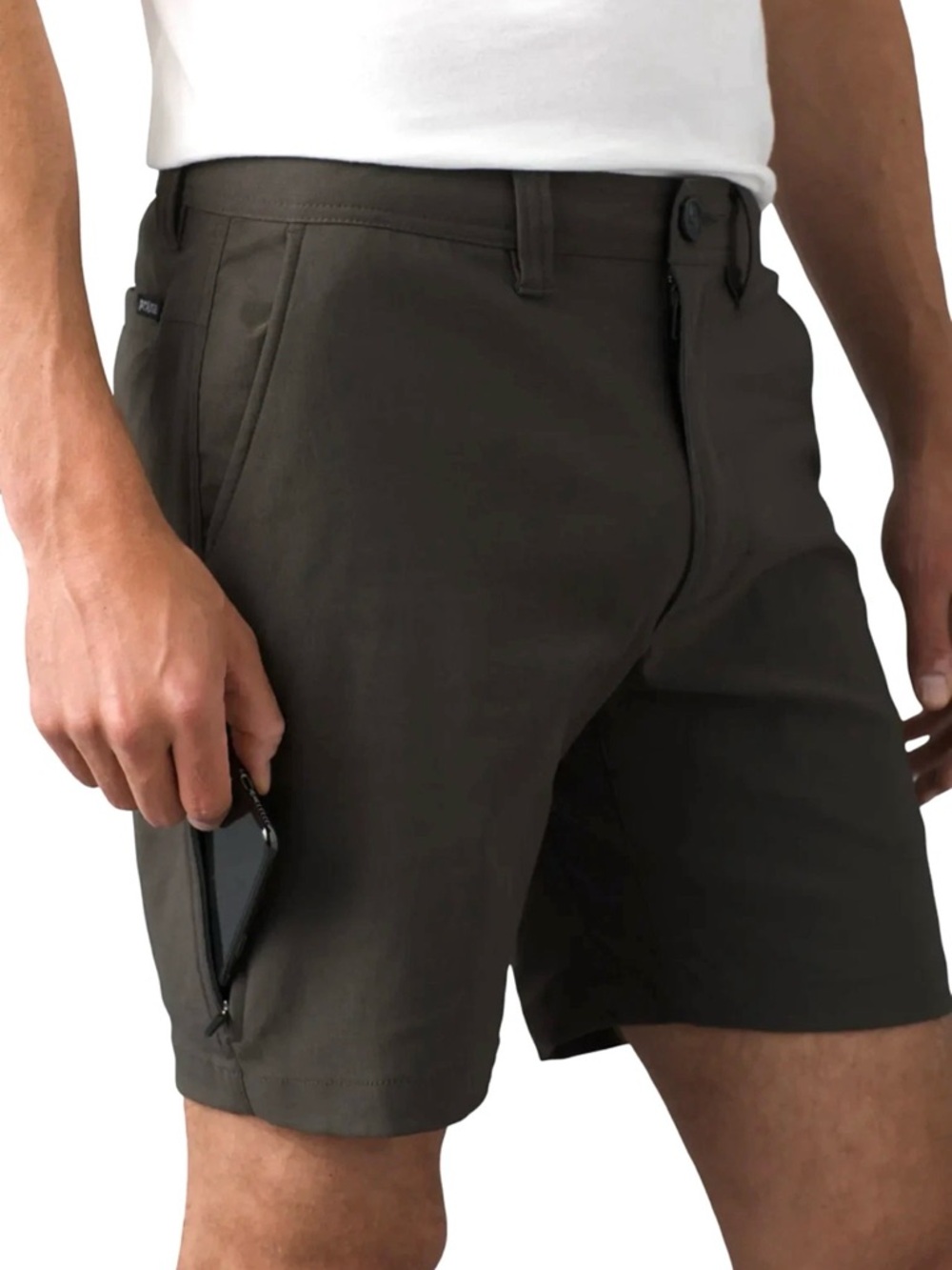 Prana ALAMEDA Stretch Zion Shorts 38 x 9 Dark Iron Gray UPF 50 Zip Pocket Hiking